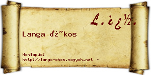 Langa Ákos névjegykártya