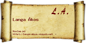 Langa Ákos névjegykártya